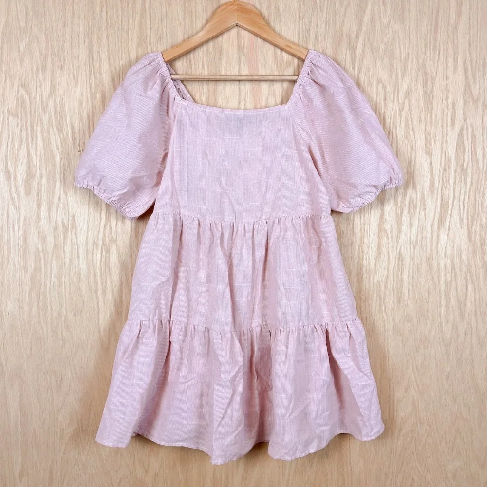HYFVE Pink Puff Sleeve Tiered Mini Dress - Picture 2 of 6